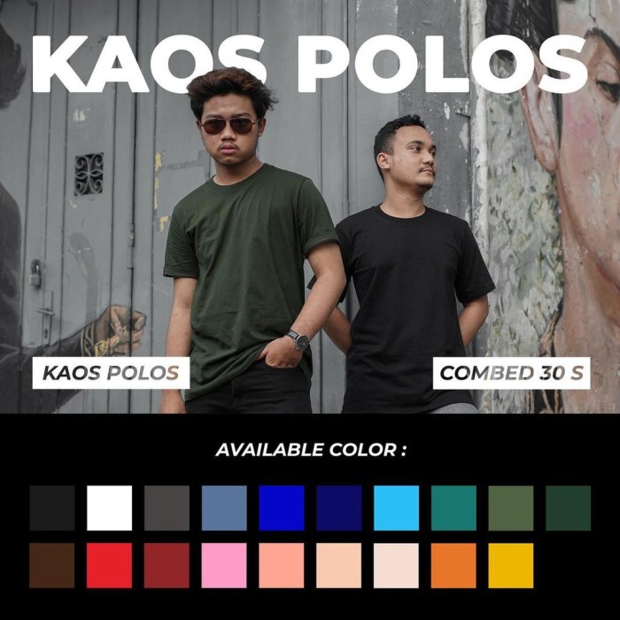 Jual KAOS POLOS 19 WARNA SIZE LENGKAP COTTON COMBED 30S | Shopee Indonesia