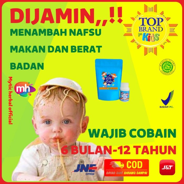 Vitamin anak penambah nafsu makan dan berat badan