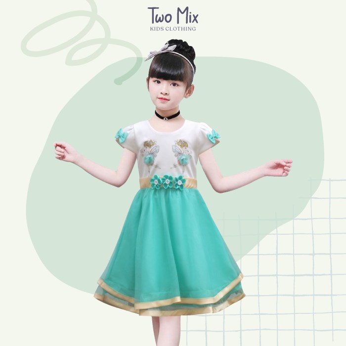 Baju Anak Pesta Perempuan Cantik usia 1-12 Tahun Bahan Kaos Scuba dan ...