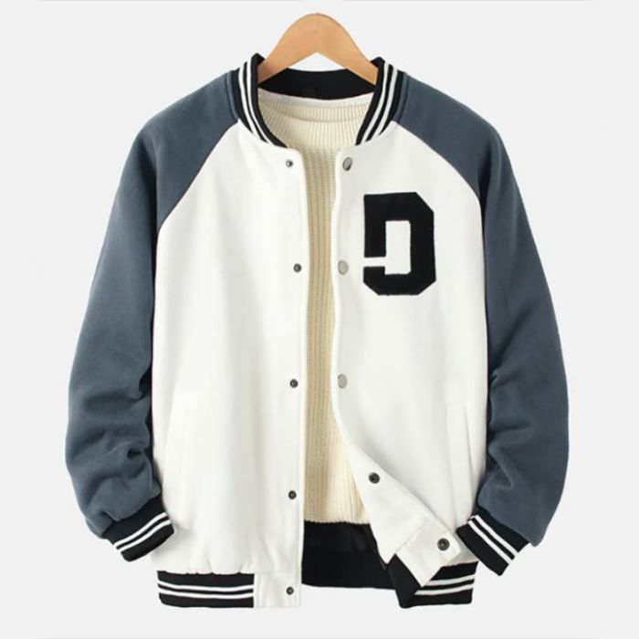 jaket VARSITY PRIA BASEBALL JUMBO INISIAL D SIZE S-XXXXXXL, WARNA PUTIH ...