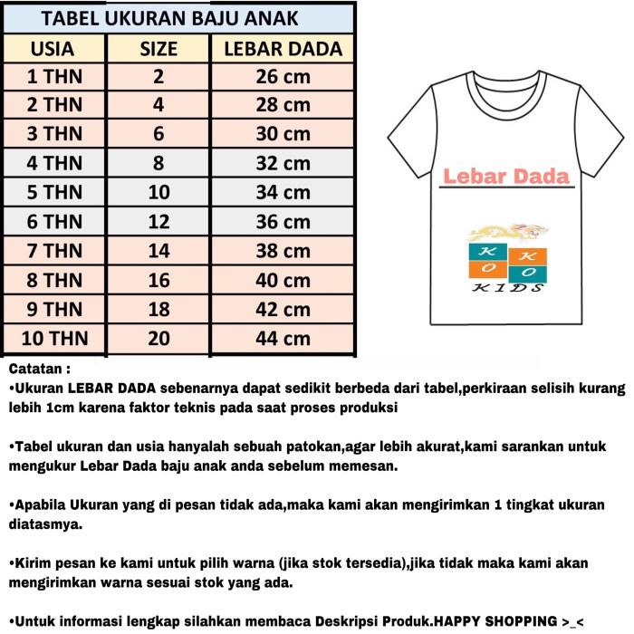 Ukuran Baju Anak 3 Tahun - Homecare24