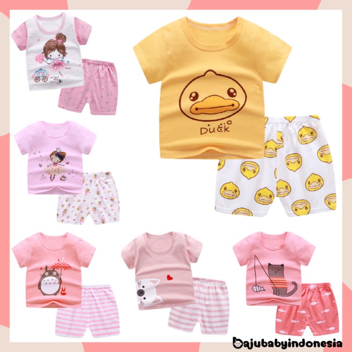 Jual BBI Baju setelan pendek anak perempuan pakaian set harian bayi ...