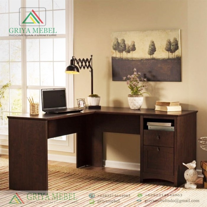 Meja Kerja Sudut Jati Minimalis | griya mebel