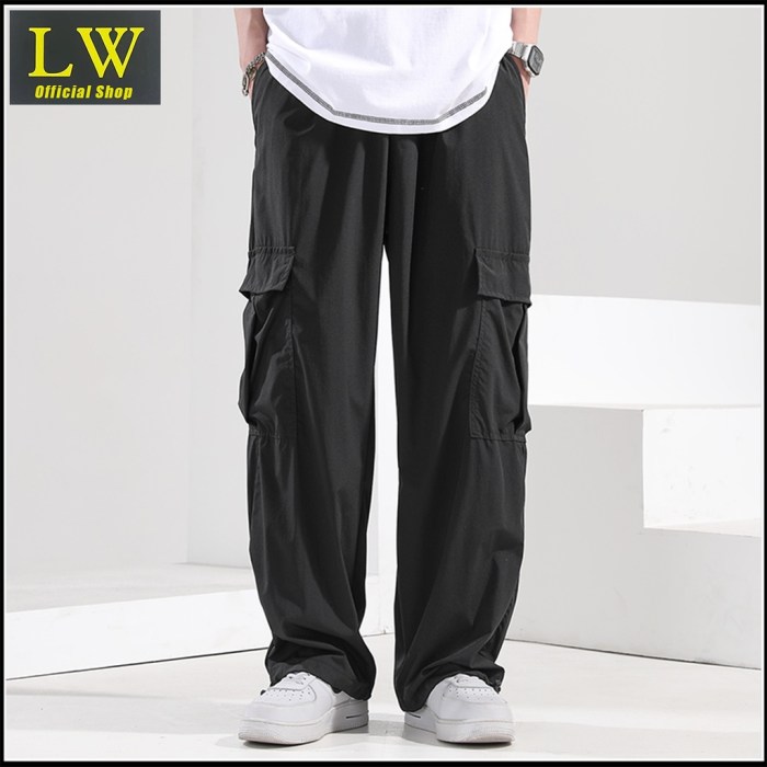 Jual celana cargo panjang pria hitam celana cargo big size pria korean ...