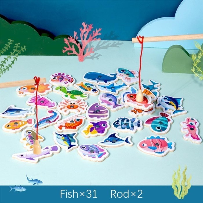 31Pcs Mainan Edukasi Pancing Ikan Magnet Kotak Kaleng Fishing Toys ...