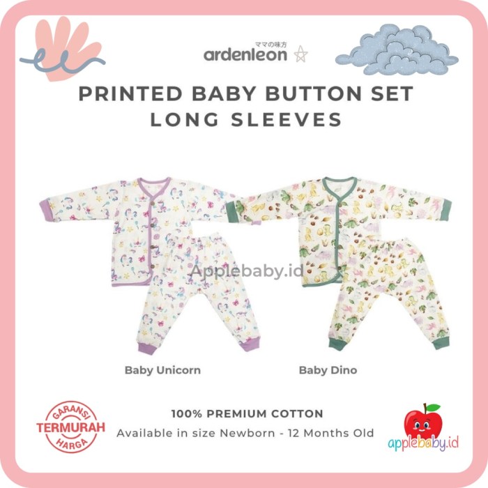 Jual Setelan Baju Tidur Bayi Set Baju Tidur Bayi Baby Button Panjang ...
