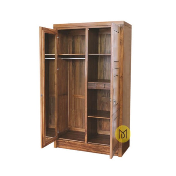 Lemari Baju 2 Pintu Minimalis Kayu Jati Sandra