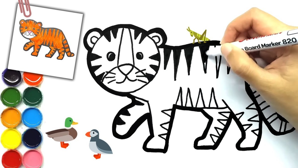 Cara menggambar harimau untuk anak tk