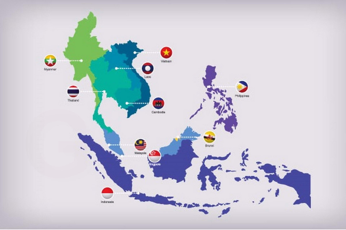 Peta ASEAN HD, Cari Tahu Letak 10 Negara Asia Tenggara, Lengkap dengan ...